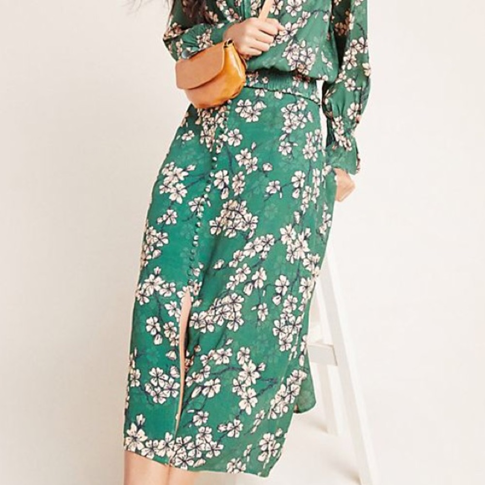 Kachel Green Nora Button Front Midi Skirt Size 2